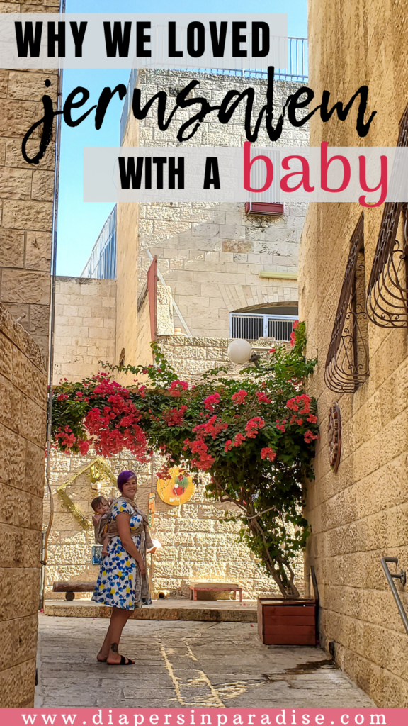 woman and baby in stone street of Jerusalem