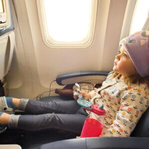 toddler on an airplane